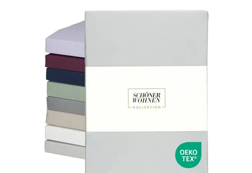 SCHÖNER WOHNEN Spannbettlaken BASIC 100 x 200 cm Hellgrau in grau von SCHÖNER WOHNEN-Kollektion