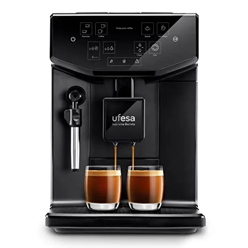 Ufesa Supreme Barista CE8121 - Superautomatische Espressomaschine - Siebträgermaschine mit integriertem Edelstahl-Mahlwerk und 20 bar Druck für perfekten Espresso, ideal für Kaffeeliebhaber, die Wert auf Qualität legen.