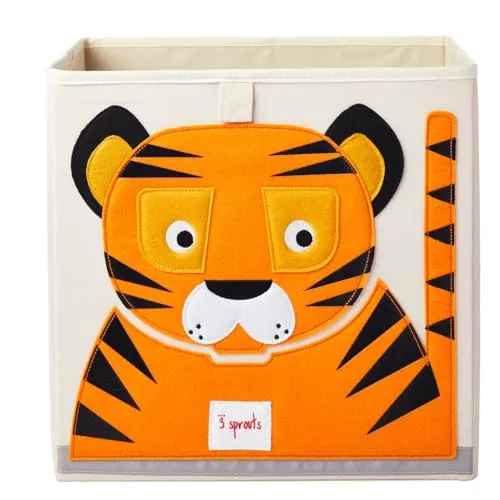 Sprouts, Aufbewahrungsbox Kinder mit Deckel, Spielzeugbox für Kallax Regale, Box zur Spielzeugaufbewahrung, Kinder Aufbewahrungsbox Kinderzimmer, Aufbewahrungsboxen für Spielzeug - Tiger 3