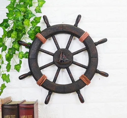 BAYLI Wanddekoobjekt Schiffssteuerrad Holz [Ø-45cm], Piraten Boot - Maritime Yacht Dekorat