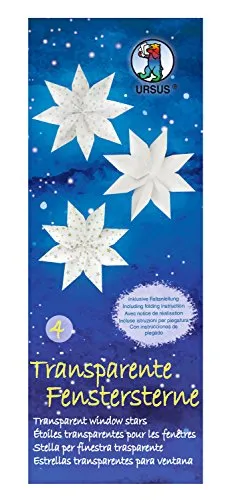 Ursus 15600004 - Transparente Fenstersterne, in 5 verschiedenen Motiven, 80 Blatt, ca. 6 x 16 cm, 115 g/qm, inklusive Bastelanleitung, ideal zum Basteln mit Kindern