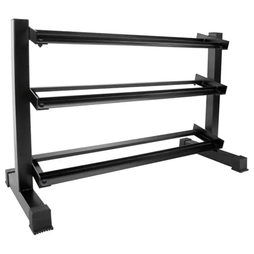 Sport-Tec Kompakthantel-Ständer mit 3 Ablagen - Robuster Hantel-Ständer für Fitness-Enthusiasten, ideal zur platzsparenden Aufbewahrung von Hanteln und perfekt für das Home Gym.