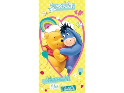 Jerry Fabrics Winnie-The-Pooh Charakter Kinder Schwimmen Strand und Badetücher, Baumwolle, Gelb, 140 x 70 x 0.5 cm