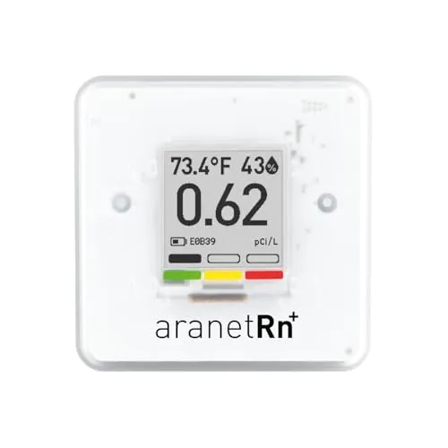 SAF Aranet Radon-Detektor: Tragbarer Radonmonitor für Zuhause - Innenraum-Luftqualitätsmessgerät mit 10-Minuten-Messung, E-Ink-Display und bis zu 7 Jahren Batterielaufzeit für kontinuierliche Radonüberwachung.
