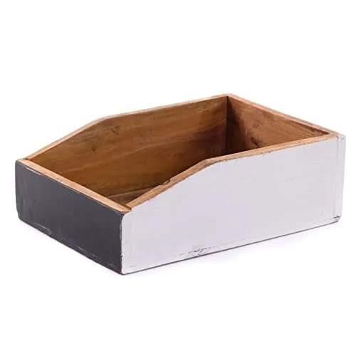 DOKUMENTENABLAGE Carta | 33 cm, Mahagoni Holzi | Büro Organizer, Schreibtisch Ablage, Dokumenten Kiste, Holz Kiste, Bürokiste mit Tafel, Schreibtisch Organizer | Farbe: 14 weiß-beschreibbar