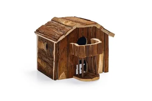 Karlie Wonderland Chalet für Kleinnager - Dekor für Kleintierbehausungen mit 2 Etagen, abnehmbarem Dach und natürlicher Luftzirkulation – ideal zum Spielen und Ausruhen für Kleinnager.