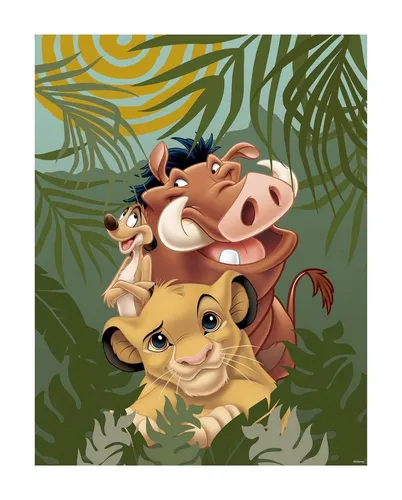 Komar Bild Lion King Carefree Trio, Disney (1 St), Wandbild zur Dekoration im Kinderzimmer - ohne Rahmen