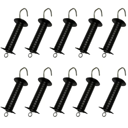 Torgriffe für Weidezaun mit Haken Zugfeder Elektrozaun 10x Torgriff schwarz
