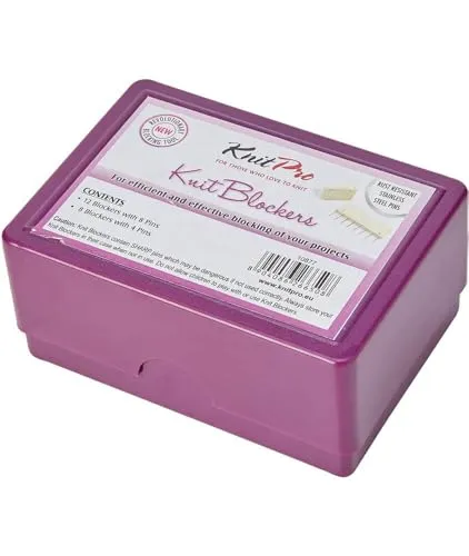 KnitPro Knit Blockers Box - Effizientes Stricken - Stricknadeln - Reduziert die Blockierzeit und sorgt für gleichmäßige Spannungsverteilung bei gestrickten Projekten mit 12 + 8 Blockern.