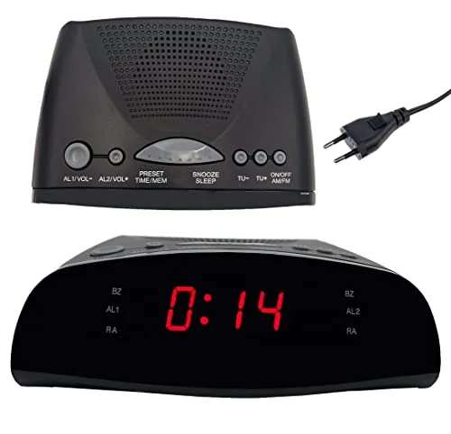 DISCORAMA Digitaler Wecker, doppelter Alarm mit LED-Display, FM-Radiowecker mit Snooze-Funktion, digitales Radio