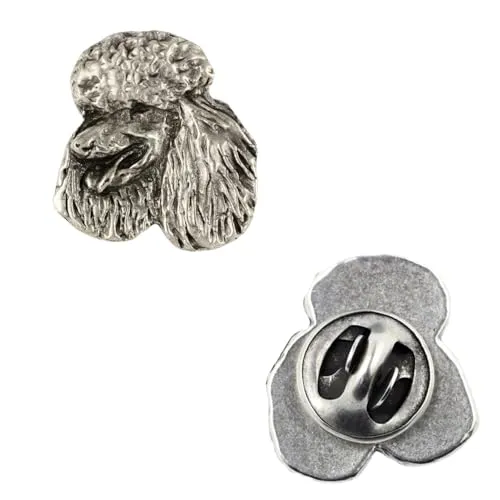 Art-Dog Unique Edition Silber Hund Anstecknadel mit Eleganten Schatulle - Versilbert Handmade - Broschen Frauen - Silber Brosche Schmuck - Pudel – 2x1,8x3cm