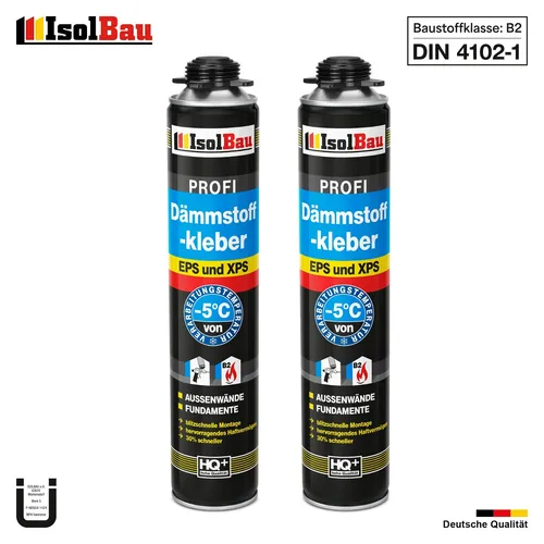 Dämmstoffkleber PU-Klebeschaum B2 Dämmplatten 2 x 750ml Perimeterkleber EPS XPS