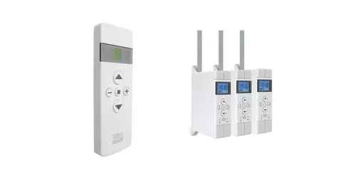 WIR elektronik eWickler 3 Fenster Funk-Set - 3x elektrischer Gurtwickler mit Fernbedienung - Rollladenschalter für 3 Fenster, smart und komfortabel steuerbar per Funk. Automatische Zeitumstellung und 20 Stunden Gangreserve für zuverlässigen Betrieb.