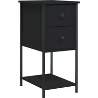 vidaXL Nachttisch Schwarz 32x42x70 cm - Eleganter Nachttisch aus robustem Holzwerkstoff mit stabilem Eisenrahmen, ideal für Schlafzimmer und Wohnzimmer. Viel Stauraum und verstellbare Beine für optimale Stabilität.