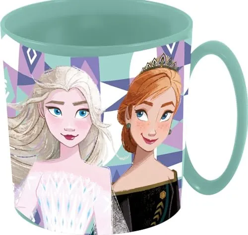 Tataway Disney Frozen Elsa and Anna 350 ml mikrowellengeeigneter blauer Plastikbecher für Mädchen