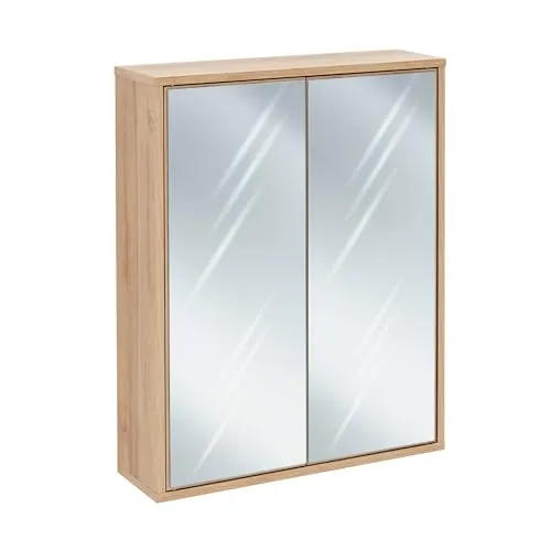 BadeDu Minho Spiegelschrank – 60 cm in AST-Eiche, moderner Spiegelschrank mit Push-to-Open System - ELEGANTES DESIGN – Der Spiegelschrank in Ast-Eiche-Optik bringt skandinavische Eleganz ins Bad. Das innovative Push-to-Open-System ermöglicht ein einfaches, griffloses Öffnen. Mit optimalem Stauraum für Ihre Badutensilien.