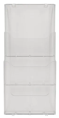 EXACOMPTA Zeitungsständer 2x Wandprospekthalter + 3 Fächern A4 vertikal - Zeitungsständer, ideal für die übersichtliche Präsentation von Prospekten und Flyern in einem eleganten Exacryl Kristall-Design.