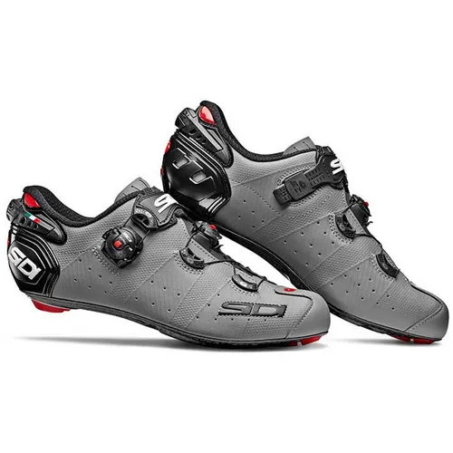 SIDI Road Wire 2 Carbon Rennrad-Schuh in Grau/Schwarz, Größe 42 - Hochwertiger Rennrad-Schuh mit leichter, steifer Carbon-Sohle für beste Kraftübertragung. Individuelle Passform durch das innovative Tecno 3 Push System und anpassbare Fersenhalterung.