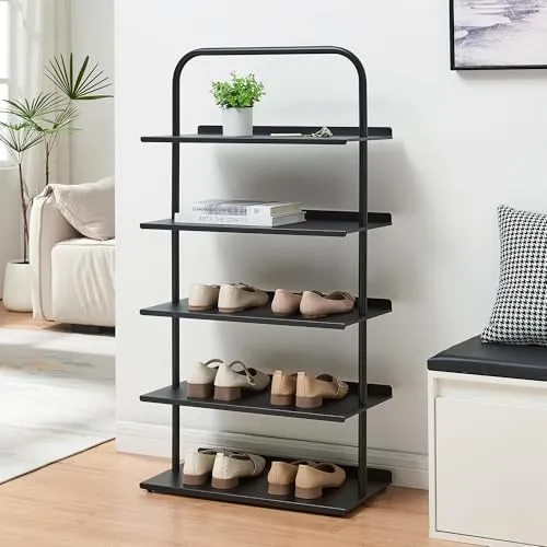 [en.casa] Schuhregal Poytya – 5 Ebenen Metall für 10 Paare - Schuhablage mit platzsparendem Design, ideal für schmale Flure und vielseitig einsetzbar als Regal für Taschen oder Dekoration.
