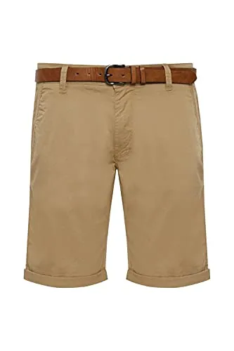 Indicode Tenefa Herren Chino Shorts - Amber (035) mit Gürtel - Herren-Shorts aus nachhaltiger Baumwolle, mit Kunstleder Gürtel und Stretch-Anteil für optimalen Komfort. Ideal für lässige Sommerlooks!
