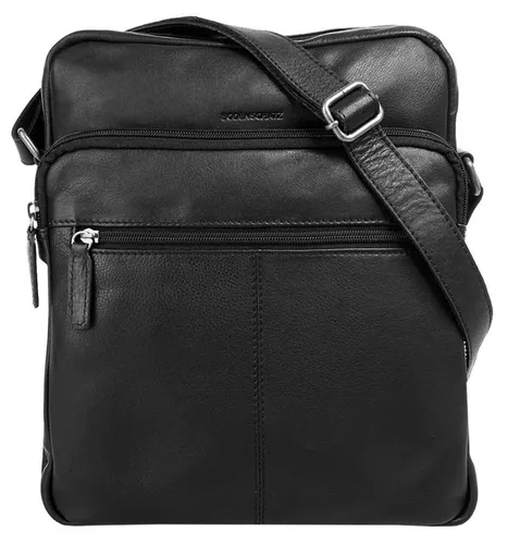 Bodenschatz Umhängetasche Herren 019683 schwarz - Hochwertige Leder Umhängetasche mit verstellbarem Schulterriemen, ideal für Alltag und Reisen. Großzügiges Hauptfach und mehrere Innentaschen bieten Platz für alles Wichtige.