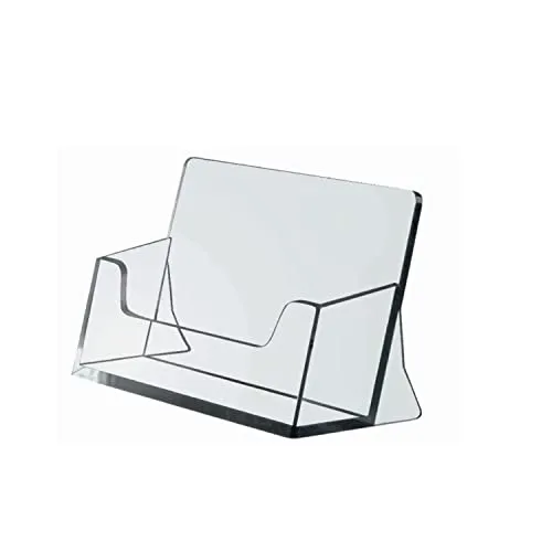 Visitenkartenständer Querformat transparent aus hochwertigem Polystyrol – stabiler Visitenkartenhalter für Theke, Büro, Empfang und Kassenbereich – ideal zur Präsentation von Visitenkarten, Werbung