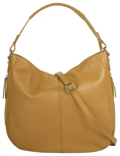 Shopper CLUTY - Damen Shopper aus echtem Leder, gelb - Handtaschen aus 100% italienischem Rindleder, mit geräumigem Hauptfach und praktischem Smartphonefach. Verstellbarer Schultergurt für flexibles Tragen. Made in Italy, ideal für jeden Tag!