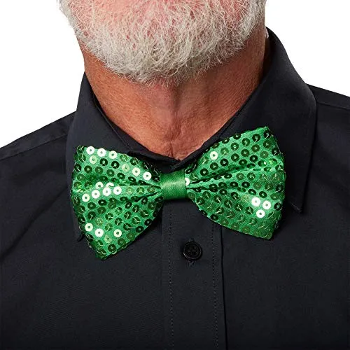 dressforfun 901019 Pailletten Fliege für Damen und Herren, Glitzer Schleife in Einheitsgröße, Bow Tie für Party Kostüm Fasching Karneval Zubehör Accessoire - diverse Farben - (grün | Nr. 303675)