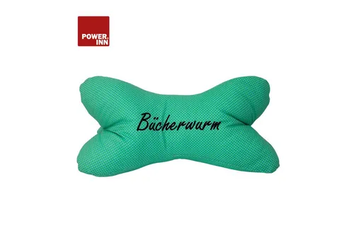 POWER INN Leseknochen groß - Ergonomisches Nackenkissen & Buchstütze - Bücherkissen aus 100% Baumwolle, waschbar bei 60°. Ergonomische Form für entspannte Haltung beim Lesen, ideal als Nackenkissen, Buch- oder Tabletstütze.