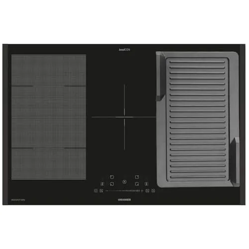 Oranier Induktionskochfeld 80 cm FLI580 - Flächen-Induktion-Kochfeld autark Brückenfunktion & Grillplatte gerillt & schwarze Seitenleisten