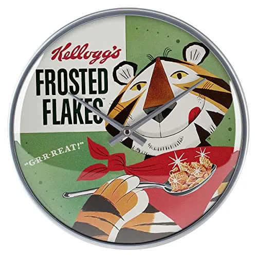 Nostalgic-Art Wanduhr Küchenuhr - Kellogg's Frosted Flakes Tony Tiger - Wohnaccessoires mit Vintage-Design, Ø 31 cm, hochwertiger Metallrahmen und lautlosem Quarzuhrwerk – perfekt für Liebhaber nostalgischer Motive.