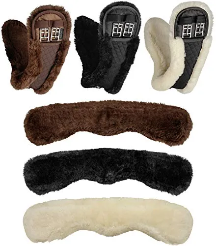 Equinate Mondgurt anatomisch echt Lammfell Kurzgurt Sattelgurt Dressurgurt Länge: 80 cm braun