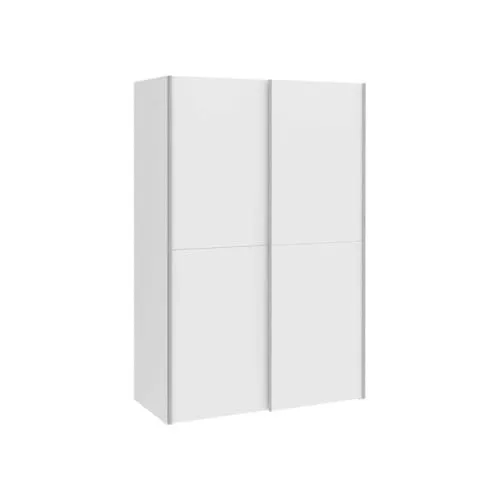 FORTE OZZULA Schrank 120 - Moderner Schwebetürenschrank in Weiß - Kleiderschrank mit 2 Türen, 120 cm breit, bietet viel Stauraum durch Kleiderstange und Einlegeböden. Pflegeleichte Oberfläche und einfache Montage für jede Inneneinrichtung.