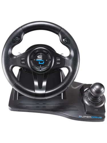 Superdrive GS 550 Steering Wheel - Wired Steering Wheel & Pedal Set für PS4 - Gaming-Zubehör, bietet ein realistisches Rennspielerlebnis mit 270° Drehwinkel und voll programmierbaren Tasten, ideal für Rennsportfans.