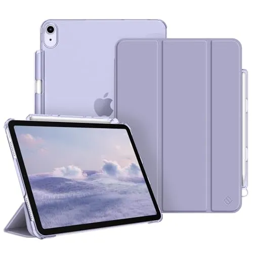 Fintie Hülle für iPad Air 11 Zoll (M4/M3/M2, 2026/2025/2024), iPad Air 5 2022/4 Generation 2020 10.9 Zoll mit Stifthalter, ultradünne leichte Schutzhülle Case mit transparenter Rückseite, Violett