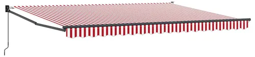 Manuelle Einziehmarkise Rot und Weiß 450x300 cm - Markisen & Terrassenüberdachungen, bietet optimalen Sonnenschutz und ist platzsparend einziehbar.