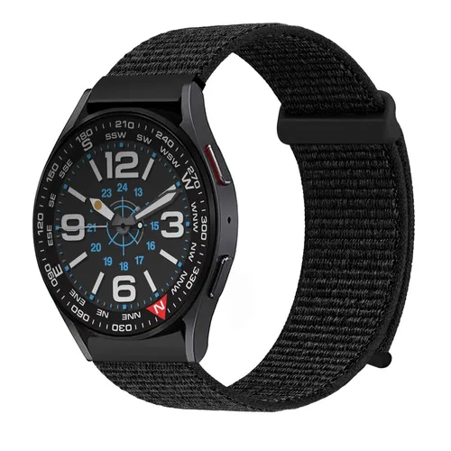 Smartwatch Armband für Samsung Galaxy Watch6 Classic 47mm Textil Klett Schwarz