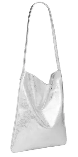 Caspar Klassisch Elegante Schultertasche aus Leder - Modell No.822 - Damen-Shopper aus 100% italienischem Echtleder, leicht und komfortabel. Ideal für den Alltag mit praktischem Design und viel Platz für Essentials.