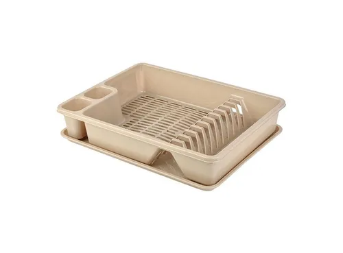 Engelland Geschirrständer Abtropfgestell, Abtropfgitter mit Wanne, für bis zu 11 Teller inkl. Besteck, spülmaschinengeeignet, BPA-frei