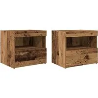 vidaXL Nachttisch Nachtschrank 2er Set mit LED-Lichtern