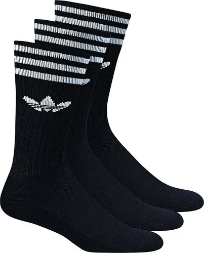 adidas Unisex Solid Crew Socken, 3er Pack, Schwarz (Black/White) - Herrensocken, 3 Paar aus 61% Baumwolle mit klassischem 3-Streifen Design, leicht elastisch für hohen Tragekomfort.