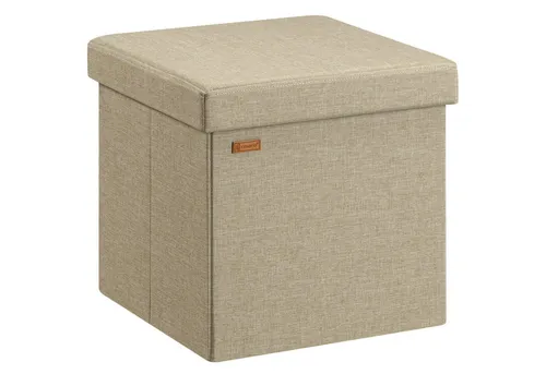 Casaria Sitzhocker mit Stauraum - Faltbar und Gepolstert in Beige - Sitzhocker & Ordnungshelfer mit 40 Litern Stauraum, ideal für Bücher, Kleidung oder Spielzeug. Robustes MDF-Gestell, hohe Belastbarkeit bis 300 kg und pflegeleichte Oberfläche machen ihn perfekt für den täglichen Gebrauch.