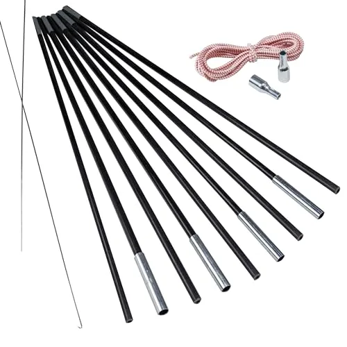 Fiberglas Zeltstange Ø 9,6 mm - 550 cm aus 9 Segmenten - mit Gummizug und Einfädelhilfe Zeltgestänge Zeltstangen - Ersatzstangen für Zelte - Kürzbar - Biegeradius 120cm