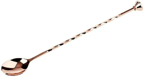 Buddy´s Bar - Barlöffel, hochwertige Barlöffel, lebensmittelecht, gedrehter Stiel inklusive Stößel, 27 cm lang, Kupfer poliert, 1 Stück
