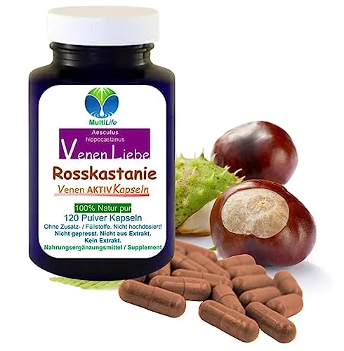 Rosskastanie 120 Kapseln [Aesculus] Venen AKTIV bei Venenveränderungen NATUR pur [Stützstrümpfe von INNEN] 