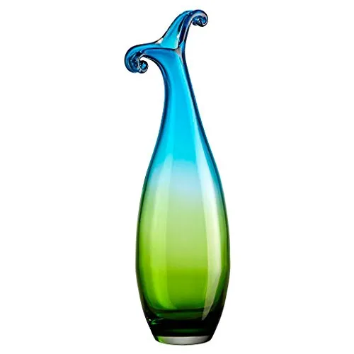 Blumenvase Glas Vase Tischvase Tischdeko Hochzeitdeko Raumdekoration Harlekini Blau Grün 42 cm Glasvase