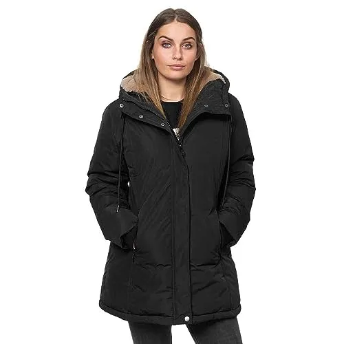 Lonsdale Damen Tong Jacke, Black, 42 - Funktionsjacke für kalte Tage, taillierte Passform mit kuscheligem Fellimitat-Futter und praktischen Reißverschlusstaschen für zusätzlichen Komfort.