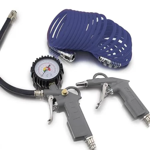 BITUXX® 3 tlg teiliges Druckluftset Zubehör Set für Kompressor Schlauch Reifendruck Ausblaspistole Druckluft Pneumatik