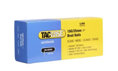 Tacwise 0396 Stauchkopfnägel Brad Typ 18G / 25 mm, Verzinkt, 5000 Stück