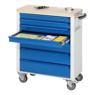 Rau Werkzeugwagen mit 7 Schubladen - Buche, 700x350x860mm - Werkstattwagen bestückt mit 7 Schubladen, robust und langlebig. Aus Buche-Massivholz gefertigt, bietet er eine große Tragkraft von bis zu 450 kg und ist ideal für jede Werkstatt.